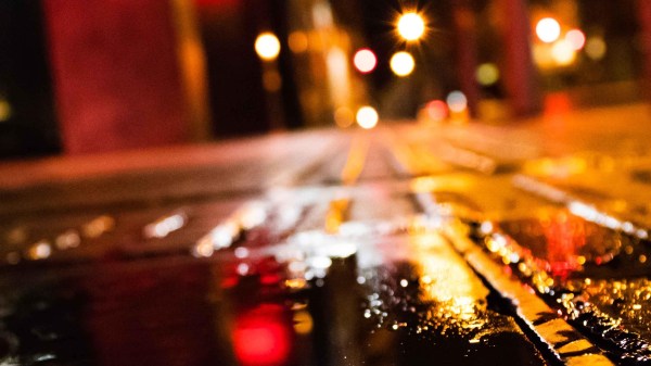 Suburban road at night time